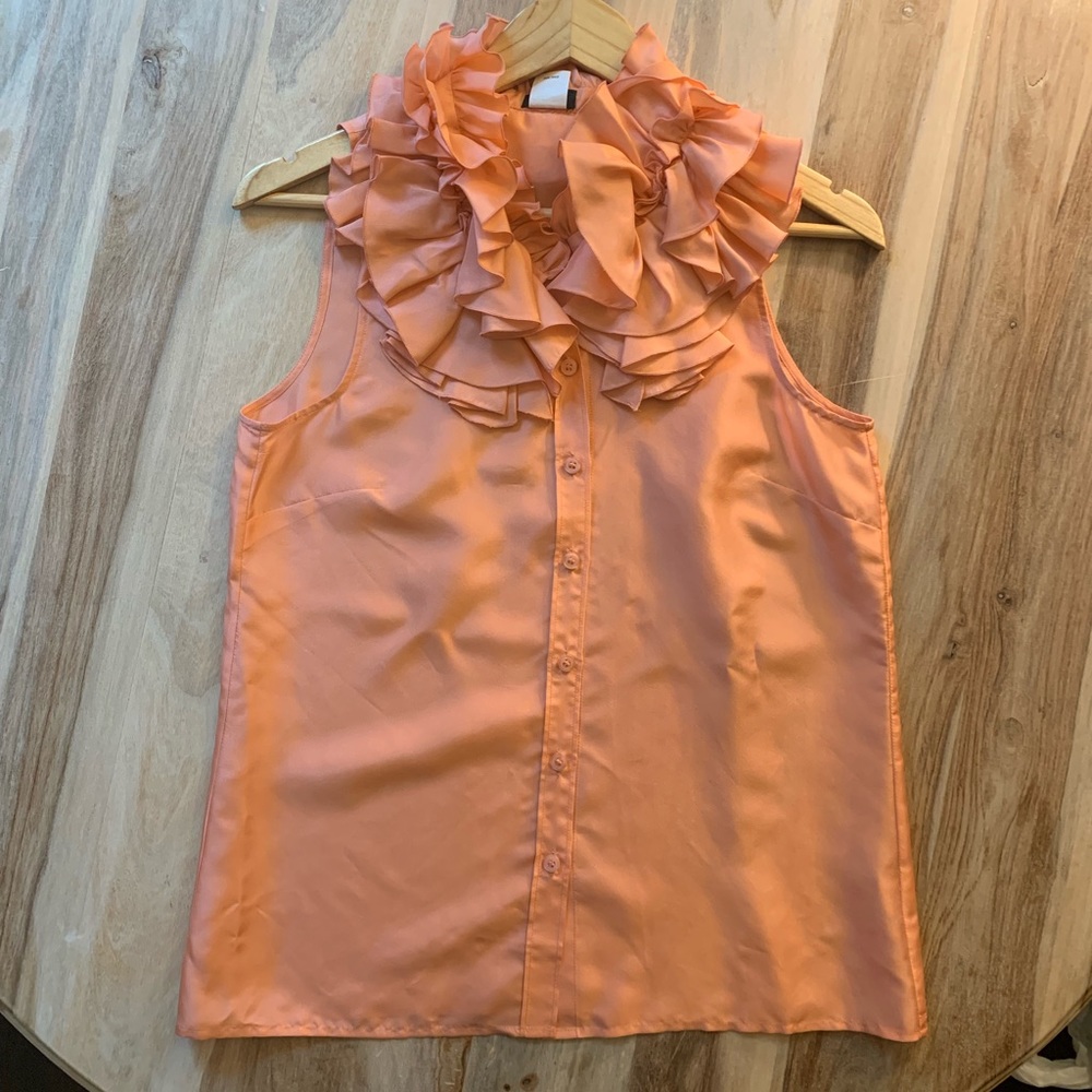 J. Crew Factory Peach Ruffle Sleeveless Top